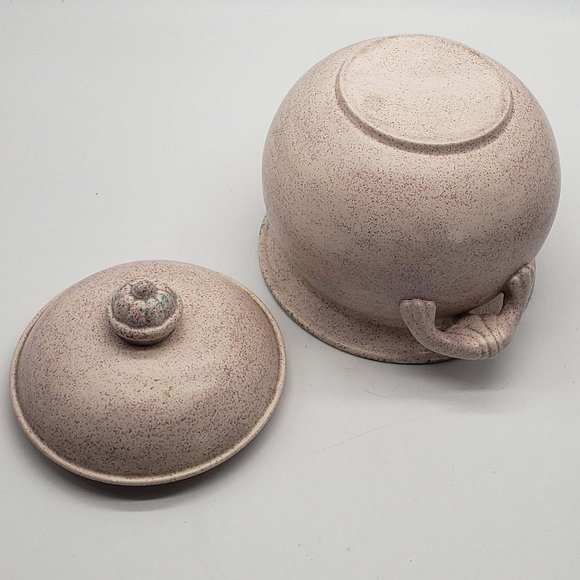 Rose Studio Art Pottery Mauve Agate Color Glazed Heavy Pot Dish w/ Lid. Measure - Picture 5 of 6